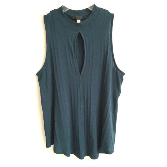 Free People Faye teal keyhole sleeveless top S - Picture 1 of 7
